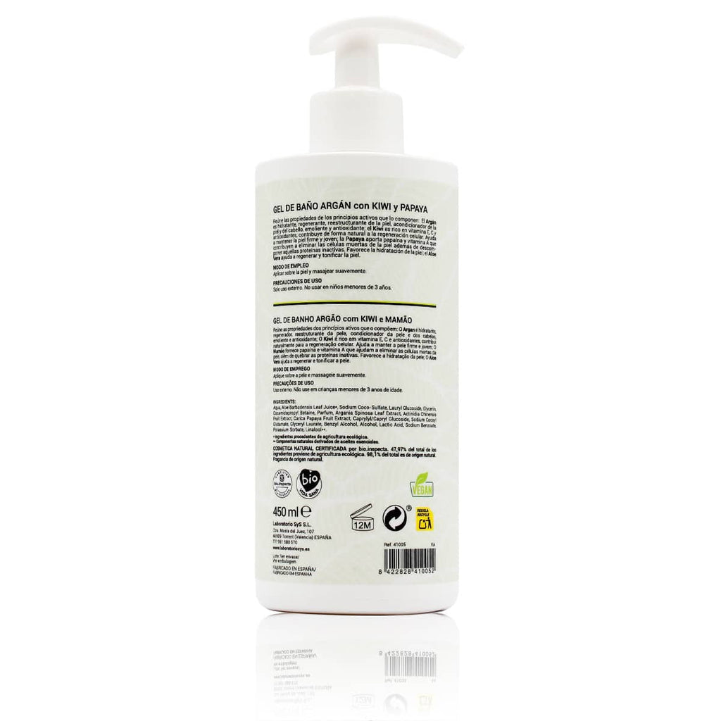Gel de ducha Argán, Kiwi y Papaya 450ML Labnatur Bio