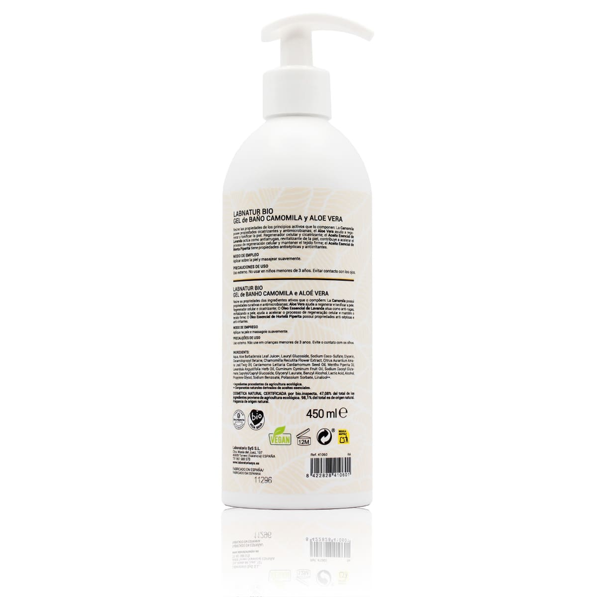 Gel de ducha Camomila y Aloe Vera 450ML Labnatur Bio